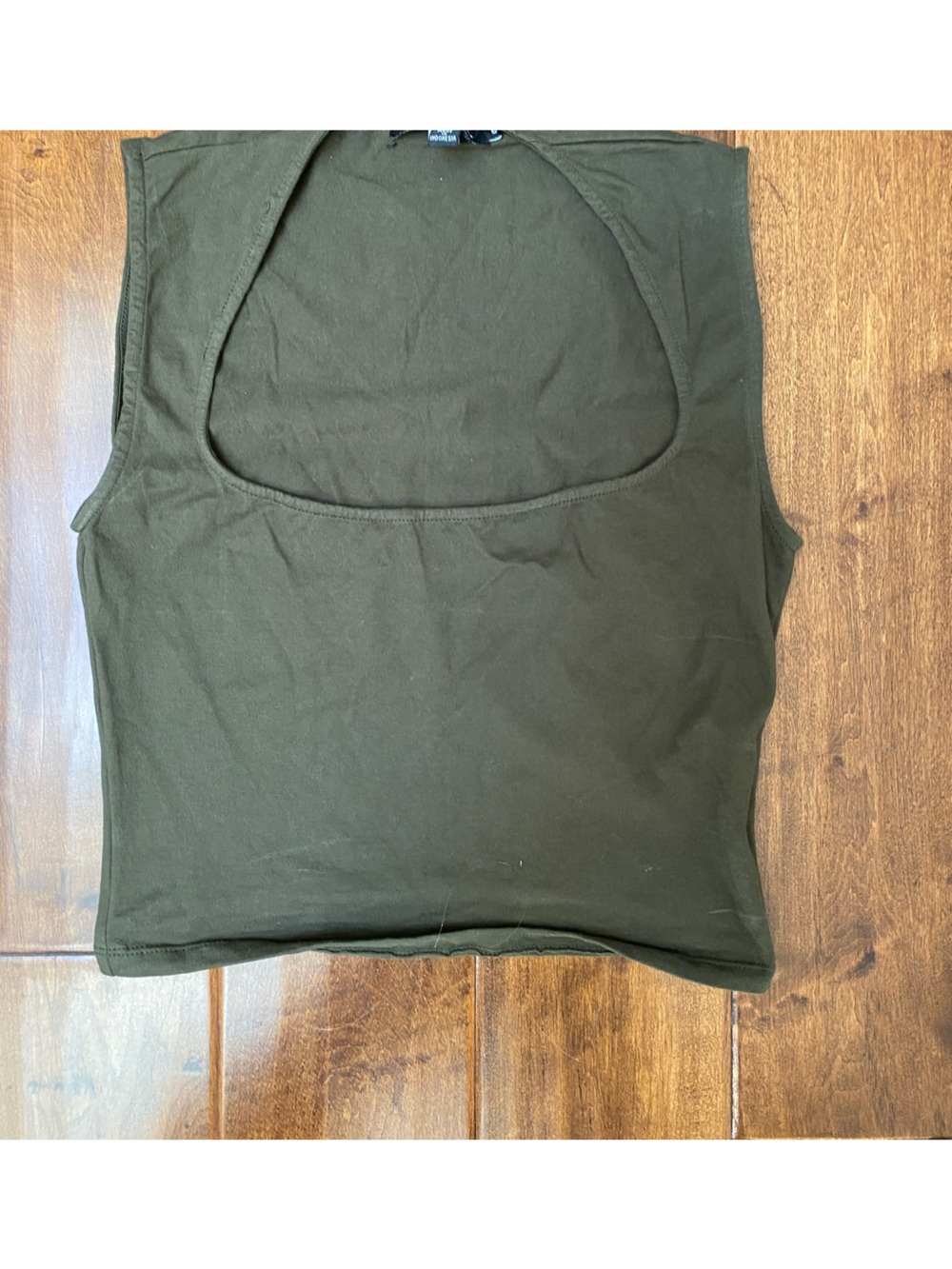 Motel Dark Olive Scoop-Neck Crop Tank